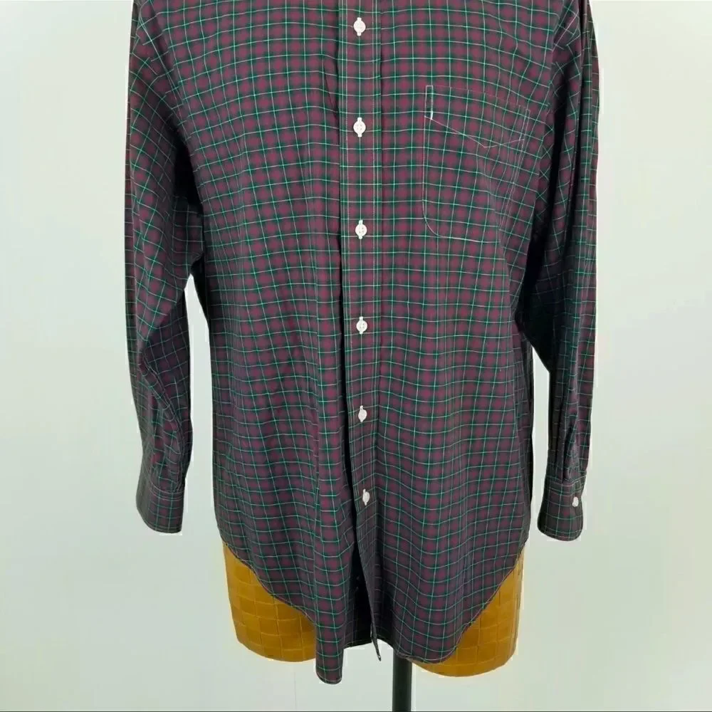Lauren Ralph Lauren Mens Button down Dress Shirt Red & Green Plaid Size 16.5 32